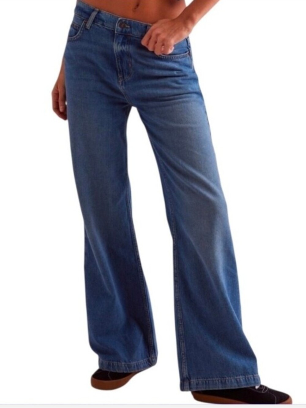Free People Wide Leg Blue Jeans